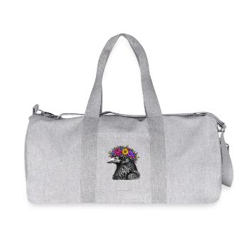 Tête de corbeau avec couronne de fleurs - Sac de sport en toile recyclée Stanley/Stella - gris chiné - Devant