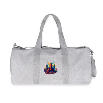 Warschau Skyline: Modernes Epos in Bunten Farben - Recycelte Canvas-Sporttasche von Stanley/Stella - Grau meliert - Vorne