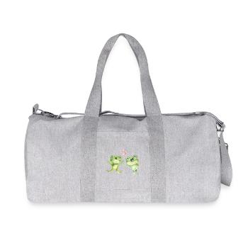 Zwei fröhliche Frösche singen mit Herzen - Recycelte Canvas-Sporttasche von Stanley/Stella - Grau meliert - Vorne