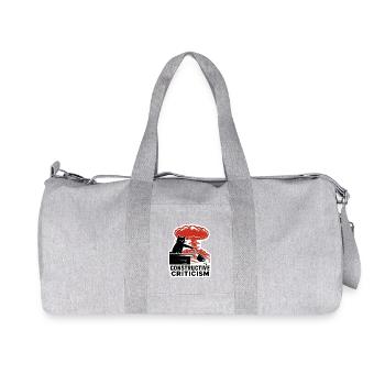 Linocut Cat Nuclear Explosion Coffee Mug - Recycled Canvas Sports Bag by Stanley/Stella - heather grey - Front