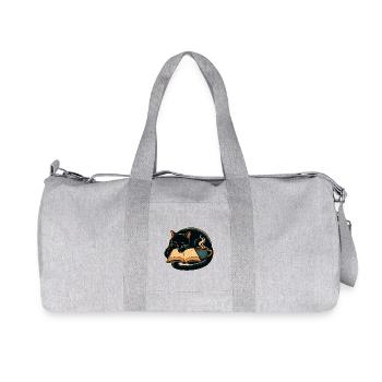 Kuschelkater beim Lesen mit Kaffee - Recycelte Canvas-Sporttasche von Stanley/Stella - Grau meliert - Vorne