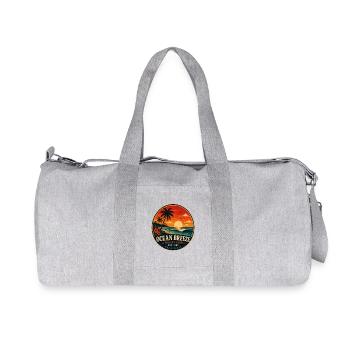 Ocean Breeze Retro Badge Vintage Coastal Graphic - Recycled Canvas Sports Bag by Stanley/Stella - heather grey - Front