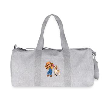 Mädchen mit Ziege und Schleife Bauernhof Motiv - Recycelte Canvas-Sporttasche von Stanley/Stella - Grau meliert - Vorne