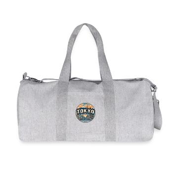 Retro Tokyo Mount Fuji Travel Badge - Recycled Canvas Sports Bag by Stanley/Stella - heather grey - Front