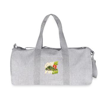 Cache Me If You Can Geocaching Motif - Recycelte Canvas-Sporttasche von Stanley/Stella - Grau meliert - Vorne