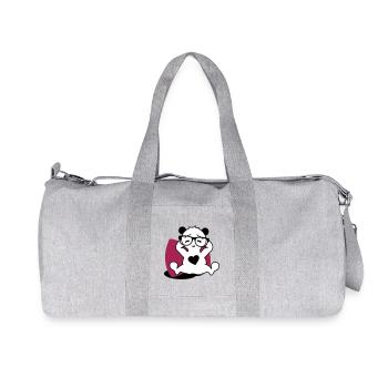Panda with nerd glasses and heart button while relaxing - Recycled Canvas Sports Bag by Stanley/Stella - heather grey - Front