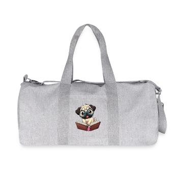 Carlin du rat de bibliothèque : Rat de bibliothèque à lunettes - Sac de sport en toile recyclée Stanley/Stella - gris chiné - Devant