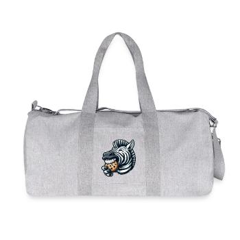 Süßes Zebra mit Keks Cartoon Illustration - Recycelte Canvas-Sporttasche von Stanley/Stella - Grau meliert - Vorne