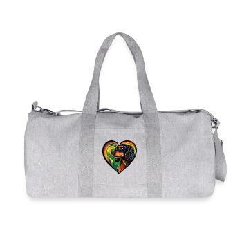 Dackel DachsHund Herz Love - Recycelte Canvas-Sporttasche von Stanley/Stella - Grau meliert - Vorne