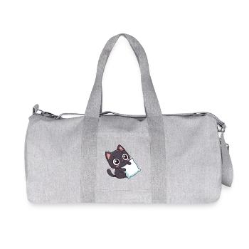 Black Kitten Cuddle and Pillow - Recycled Canvas Sports Bag by Stanley/Stella - heather grey - Front