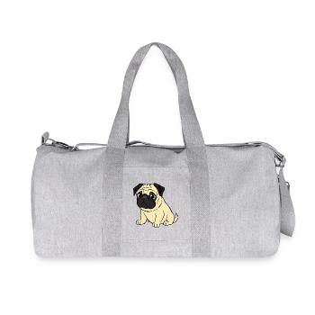 Mops Hunde T-shirt Geschenk Weihnachten - Recycelte Canvas-Sporttasche von Stanley/Stella - Grau meliert - Vorne