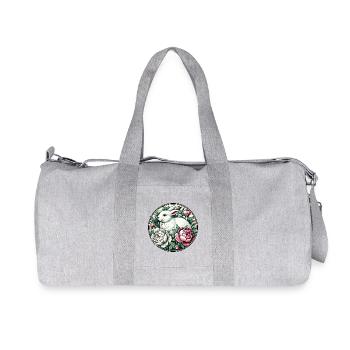 White Rabbit in Floral Peony Circle - Recycled Canvas Sports Bag by Stanley/Stella - heather grey - Front