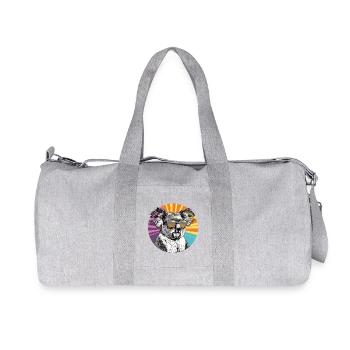 Koala mit Sonnenbrille im Retro Regenbogen - Recycelte Canvas-Sporttasche von Stanley/Stella - Grau meliert - Vorne