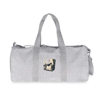 Sleeping Ghost and Cat – Cozy Spooky Black Cat - Recycled Canvas Sports Bag by Stanley/Stella - heather grey - Front