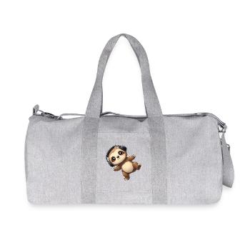Cute sloth cartoon with headphones music dancing - Recycled Canvas Sports Bag by Stanley/Stella - heather grey - Front