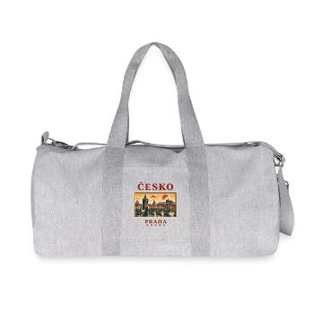 Prag Romantik als Reisemarke - Recycelte Canvas-Sporttasche von Stanley/Stella - Grau meliert - Vorne