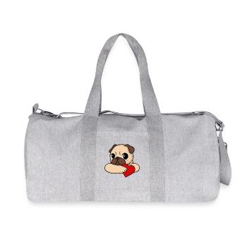 Valentine's Day pug with a heart - Recycled Canvas Sports Bag by Stanley/Stella - heather grey - Front