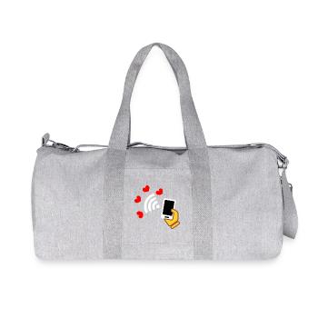 Smartphone in hand and phone with sweet hearts - Recycled Canvas Sports Bag by Stanley/Stella - heather grey - Front