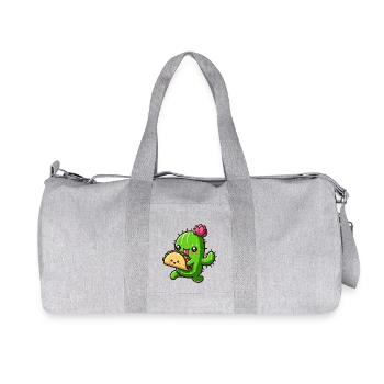 Süßer Kaktus Taco Comic Design - Recycelte Canvas-Sporttasche von Stanley/Stella - Grau meliert - Vorne
