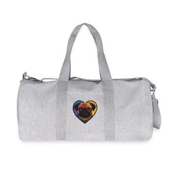 Carlin Chien Coeur Amour - Sac de sport en toile recyclée Stanley/Stella - gris chiné - Devant