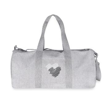 Deux coeurs gribouiller - Sac de sport en toile recyclée Stanley/Stella - gris chiné - Devant