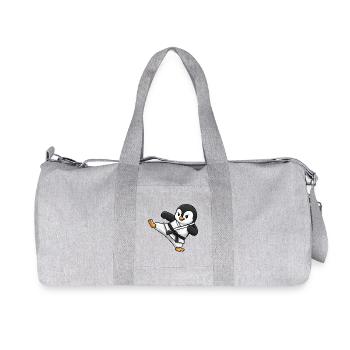 Karate Penguin Martial Arts Martial Arts Kick - Recycled Canvas Sports Bag by Stanley/Stella - heather grey - Front