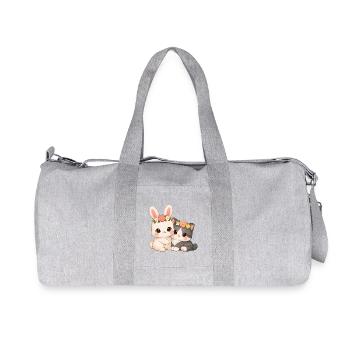 Rabbit with cat - Recycled Canvas Sports Bag by Stanley/Stella - heather grey - Front