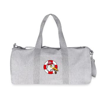 Coole Möwe mit Mütze Pfeife und Rettungsring - Recycelte Canvas-Sporttasche von Stanley/Stella - Grau meliert - Vorne