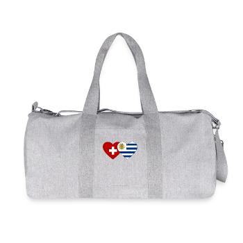 Schweiz Uruguay Flagge Herz - Recycelte Canvas-Sporttasche von Stanley/Stella - Grau meliert - Vorne