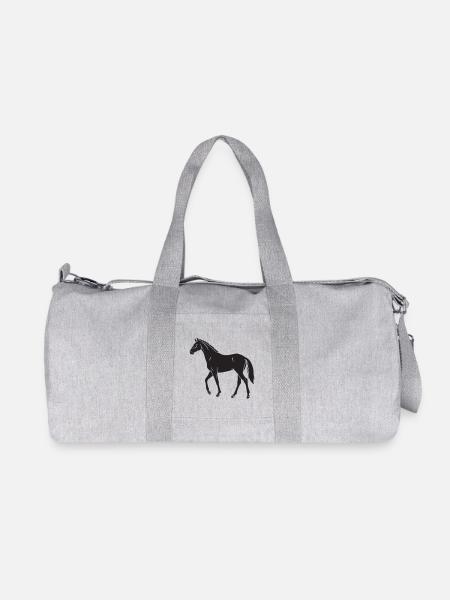Elegant Black Horse Silhouette Design - Recycled Canvas Sports Bag by Stanley/Stella - heather grey