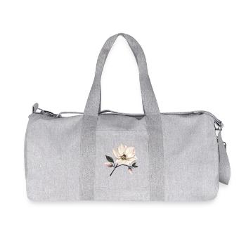 Winter Christmas rose in delicate, festive colours - Recycled Canvas Sports Bag by Stanley/Stella - heather grey - Front