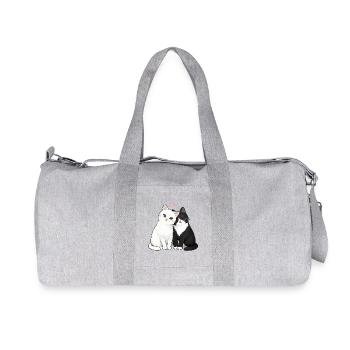 Cat Friends Duo Hearts - Recycled Canvas Sports Bag by Stanley/Stella - heather grey - Front