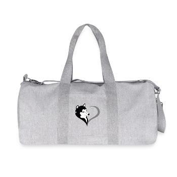 Herz Husky Silhouette - Recycelte Canvas-Sporttasche von Stanley/Stella - Grau meliert - Vorne