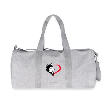 Silhouette Husky au cœur - Sac de sport en toile recyclée Stanley/Stella - gris chiné - Devant