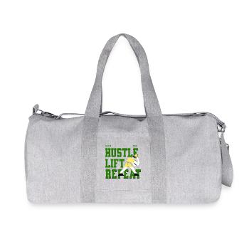 Hustle Lift Repeat – Gym Lifestyle - Recycled Canvas Sports Bag by Stanley/Stella - heather grey - Front