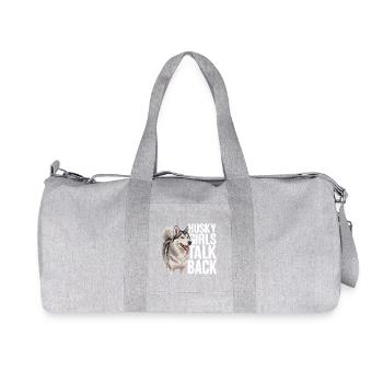 Husky-Mädchen antworten lustiger Husky-Hund - Recycelte Canvas-Sporttasche von Stanley/Stella - Grau meliert - Vorne