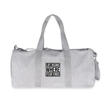 Life Begins Where Fear Ends Motivierend Zitat Logo - Recycelte Canvas-Sporttasche von Stanley/Stella - Grau meliert - Vorne
