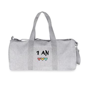 1. 1 AN. 1er ANNIVERSAIRE. ANNIVERSAIRE 1 AN - Sac de sport en toile recyclée Stanley/Stella - gris chiné - Devant