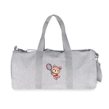 Bear as a tennis player - serve and - Recycled Canvas Sports Bag by Stanley/Stella - heather grey - Front