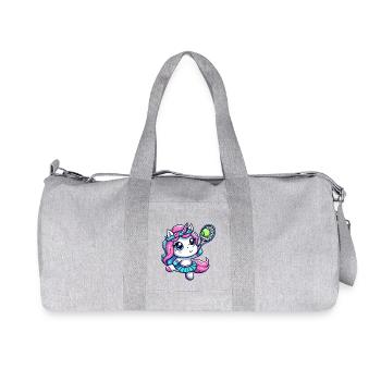 Cute unicorn as a tennis player - Funny - Recycled Canvas Sports Bag by Stanley/Stella - heather grey - Front