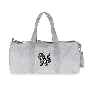 T-Rex Meets Raccoon, Dinosaur Adventure - Recycled Canvas Sports Bag by Stanley/Stella - heather grey - Front