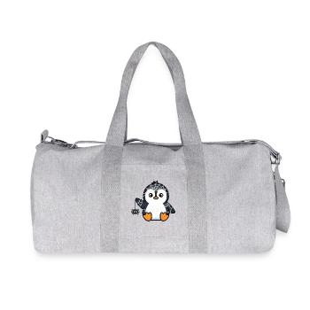 Funny Halloween Penguin with Spider Web Costume - Recycled Canvas Sports Bag by Stanley/Stella - heather grey - Front