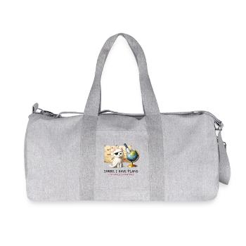 Evil Cat World Domination Plans - Recycled Canvas Sports Bag by Stanley/Stella - heather grey - Front