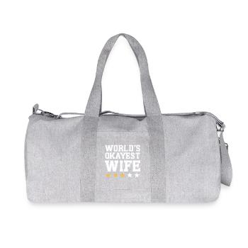 World's Okayest Wife Tee - Recycled Canvas Sports Bag by Stanley/Stella - heather grey - Front