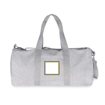 Eckiger Rahmen Gold - Wunschtext Selbst Gestalten - Recycelte Canvas-Sporttasche von Stanley/Stella - Grau meliert - Vorne