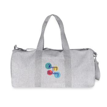 BIRTHDAY. HAPPY BIRTHDAY. HAPPY BIRTHDAY. - Recycled Canvas Sports Bag by Stanley/Stella - heather grey - Front