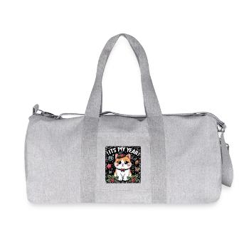 Neujahr Sylvester Katze Kater Das Ist Mein Jahr - Recycelte Canvas-Sporttasche von Stanley/Stella - Grau meliert - Vorne
