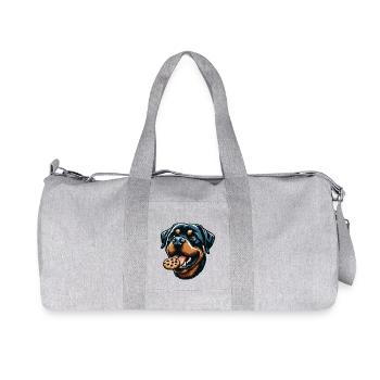 Rottweiler with hamburger and biscuit - Recycled Canvas Sports Bag by Stanley/Stella - heather grey - Front