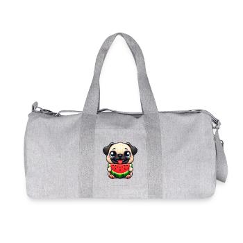 Chien mignon Carlin Pastèque Fruit d’été Melon - Sac de sport en toile recyclée Stanley/Stella - gris chiné - Devant