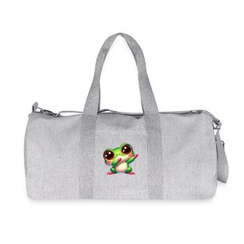 Süßer Frosch Dab Tanz Gamer Chibi Cartoon Kawaii - Recycelte Canvas-Sporttasche von Stanley/Stella - Grau meliert - Vorne